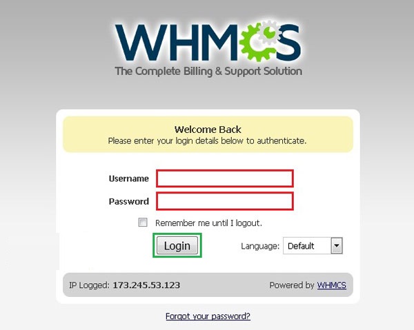 نحوه ورود مدیریت WHMCS