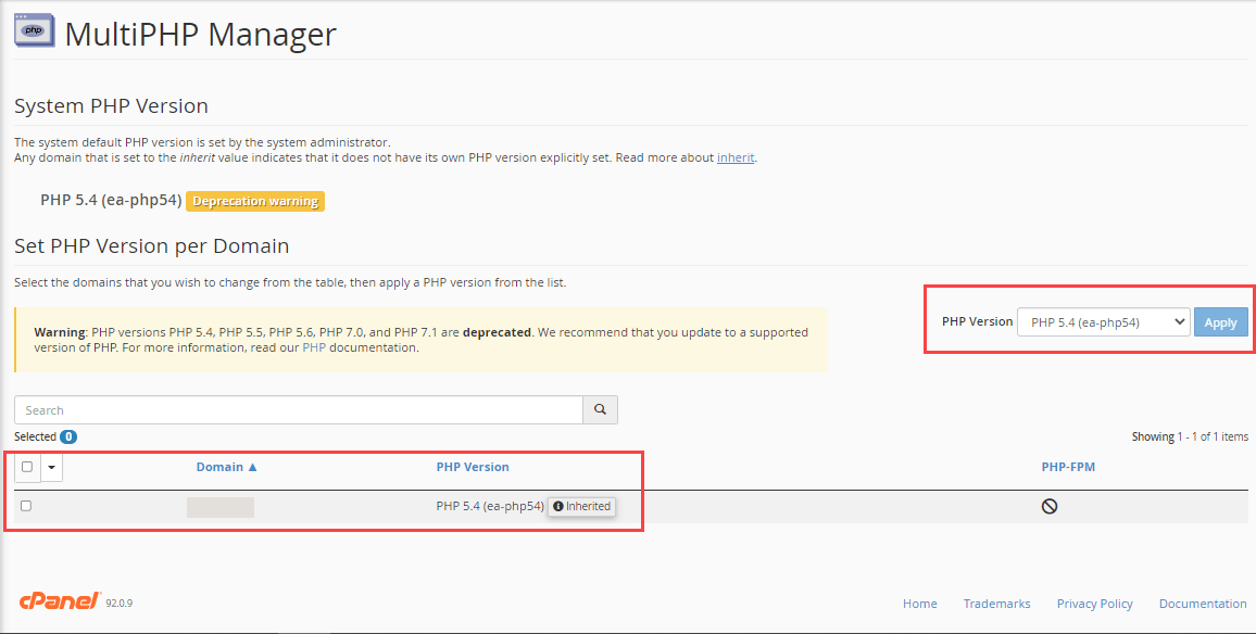 تنظیم PHP در سی پنل