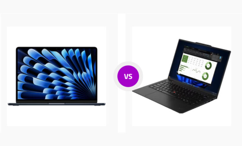 مقایسه مک بوک ایر M3 با ThinkPad X1 Carbon نسل 12 لنوو