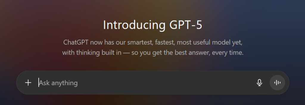 صفحه چت gpt-5